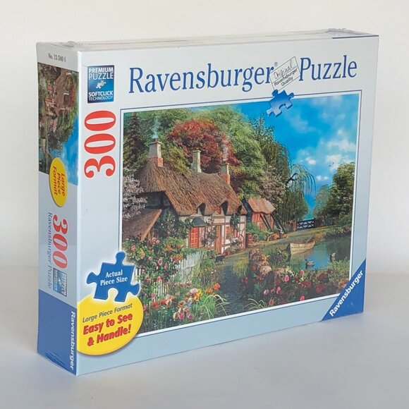 New sealed Ravensburger 300 pcs Large Format Puzzle-Cottage on A Lake - Picture 10 of 14